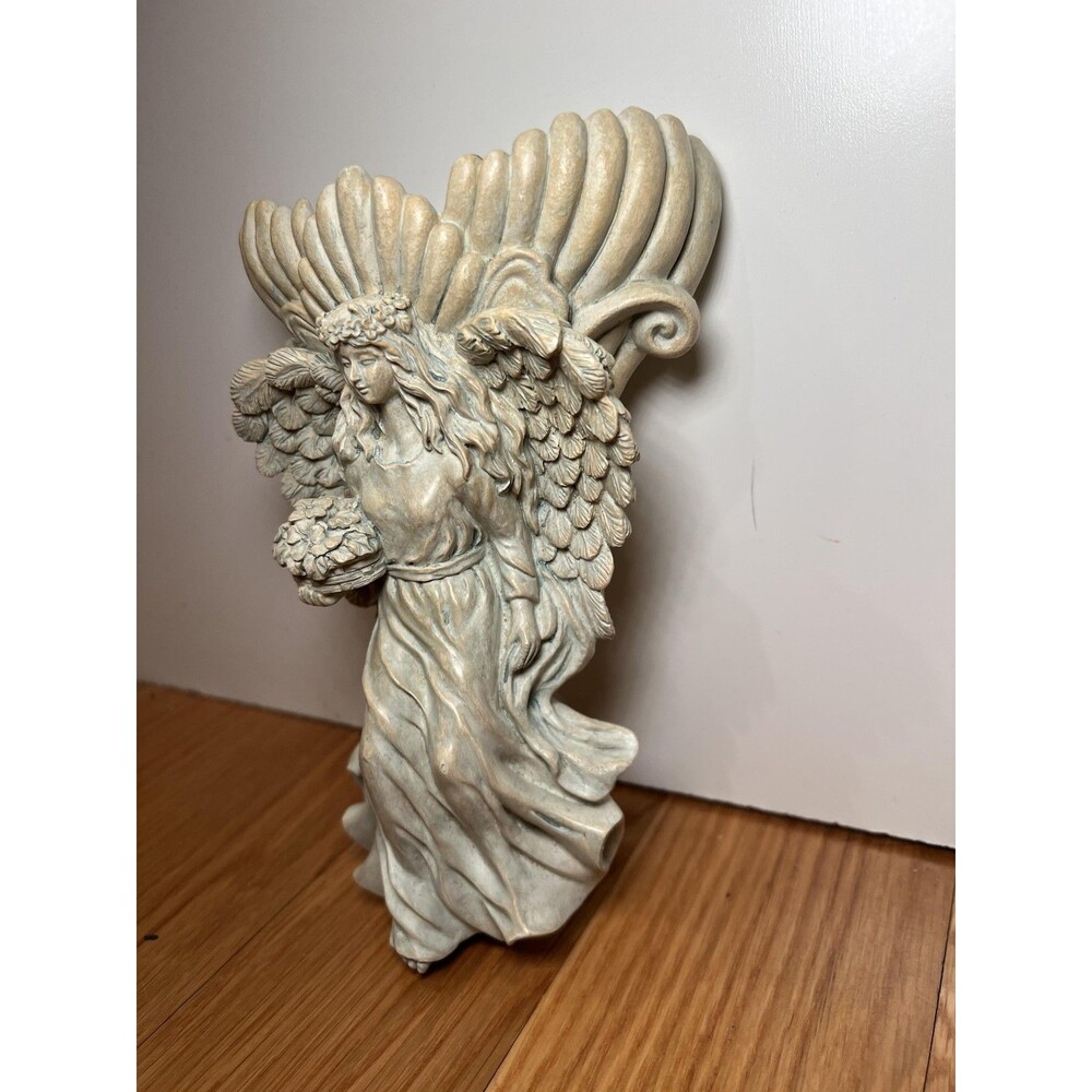 Archangel Wall Sculpture Shelf Sconce Beige Resin Angel Decor Small Wall - Picture 3 of 8